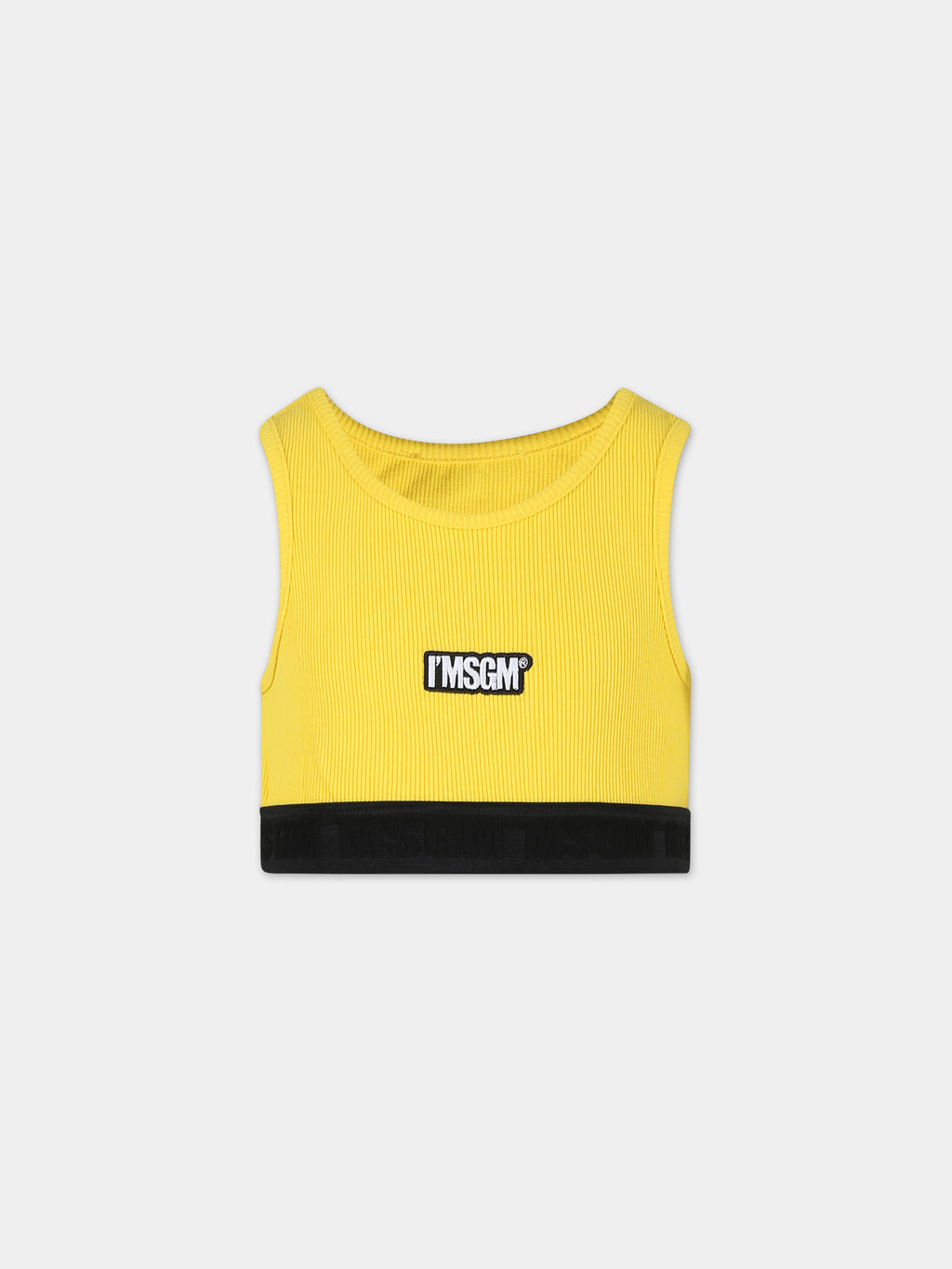 Yellow crop top for girl with logo